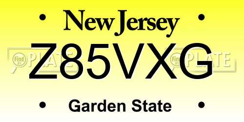 Z85VXG New Jersey License Plate