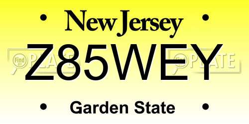 Z85WEY New Jersey License Plate