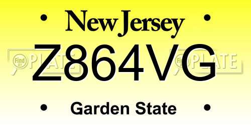 Z864VG New Jersey License Plate