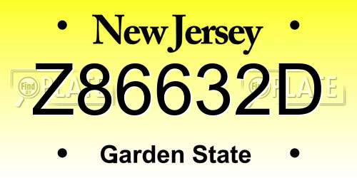 Z86632D New Jersey License Plate