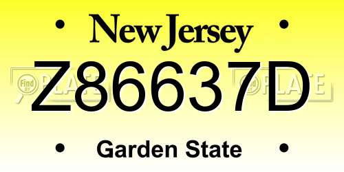 Z86637D New Jersey License Plate
