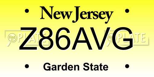 Z86AVG New Jersey License Plate