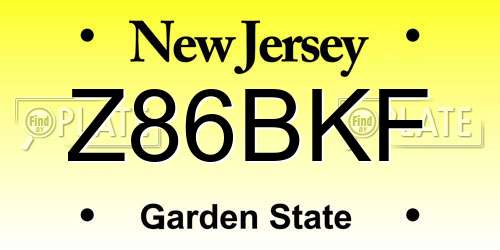Z86BKF New Jersey License Plate