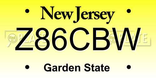 Z86CBW New Jersey License Plate