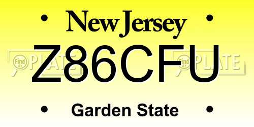 Z86CFU New Jersey License Plate