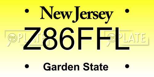 Z86FFL New Jersey License Plate