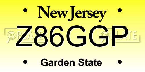 Z86GGP New Jersey License Plate