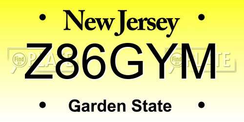 Z86GYM New Jersey License Plate