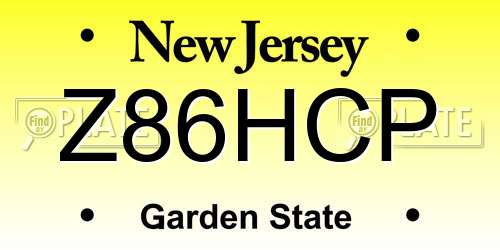 Z86HCP New Jersey License Plate