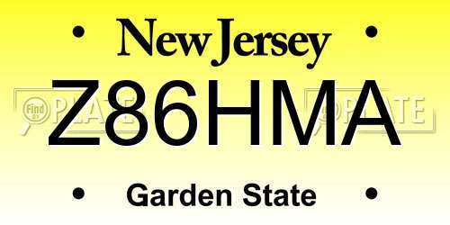 Z86HMA New Jersey License Plate
