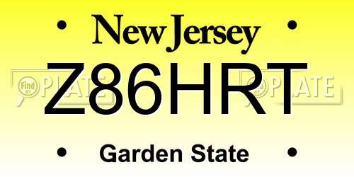 Z86HRT New Jersey License Plate