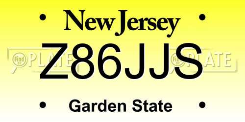 Z86JJS New Jersey License Plate