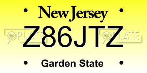 Z86JTZ New Jersey License Plate