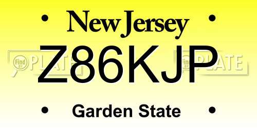 Z86KJP New Jersey License Plate