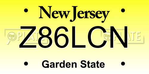 Z86LCN New Jersey License Plate
