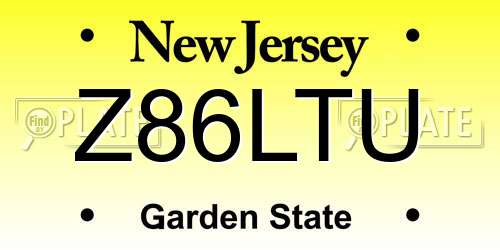 Z86LTU New Jersey License Plate