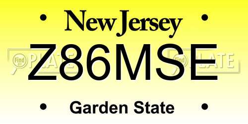 Z86MSE New Jersey License Plate