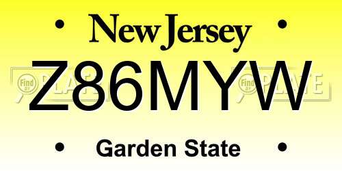 Z86MYW New Jersey License Plate