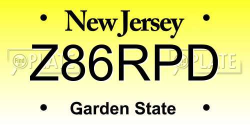 Z86RPD New Jersey License Plate
