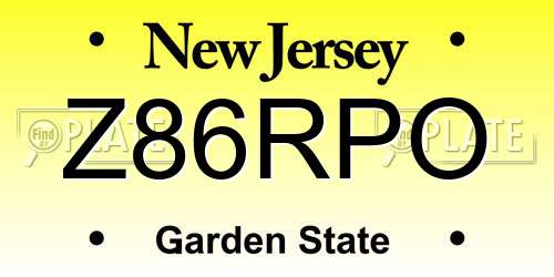 Z86RPO New Jersey License Plate