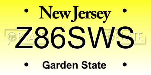 Z86SWS New Jersey License Plate