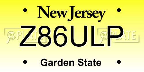 Z86ULP New Jersey License Plate
