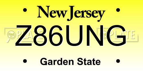 Z86UNG New Jersey License Plate