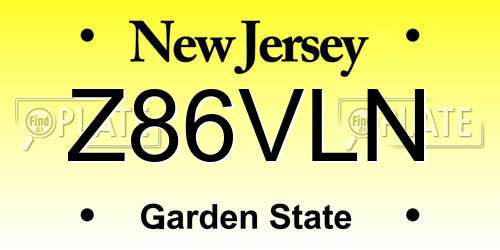 Z86VLN New Jersey License Plate