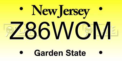 Z86WCM New Jersey License Plate