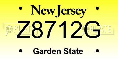 Z8712G New Jersey License Plate