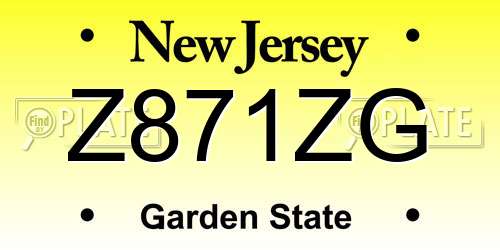 Z871ZG New Jersey License Plate
