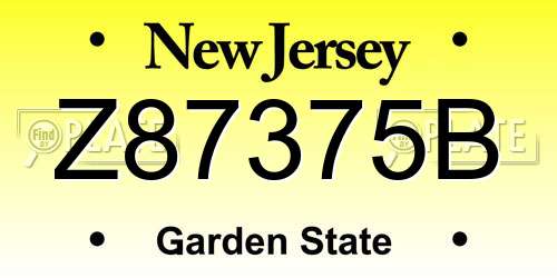 Z87375B New Jersey License Plate