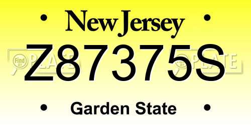 Z87375S New Jersey License Plate