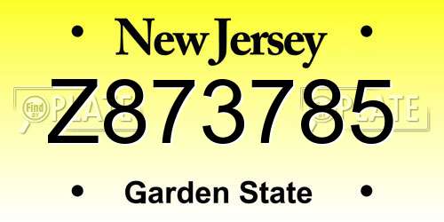 Z873785 New Jersey License Plate