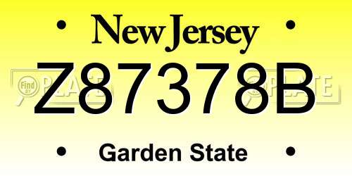 Z87378B New Jersey License Plate