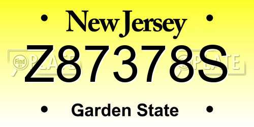 Z87378S New Jersey License Plate
