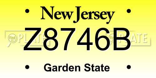 Z8746B New Jersey License Plate