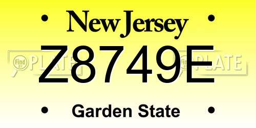 Z8749E New Jersey License Plate