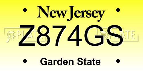 Z874GS New Jersey License Plate