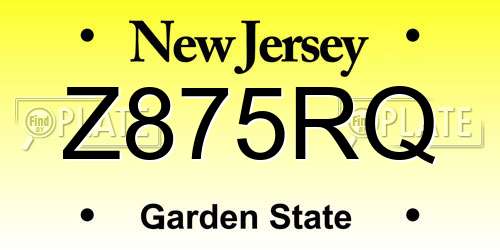 Z875RQ New Jersey License Plate