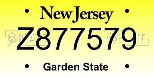 Z877579 New Jersey License Plate