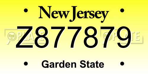 Z877879 New Jersey License Plate