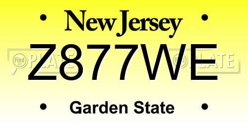 Z877WE New Jersey License Plate