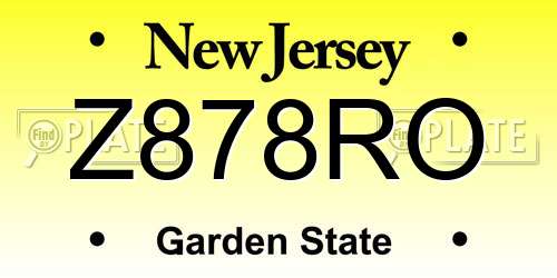 Z878RO New Jersey License Plate