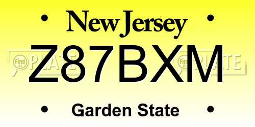 Z87BXM New Jersey License Plate