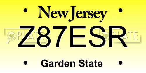 Z87ESR New Jersey License Plate