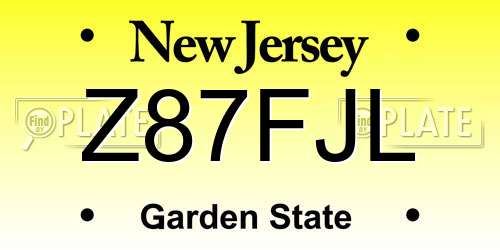 Z87FJL New Jersey License Plate
