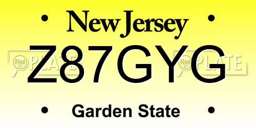 Z87GYG New Jersey License Plate