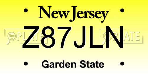Z87JLN New Jersey License Plate