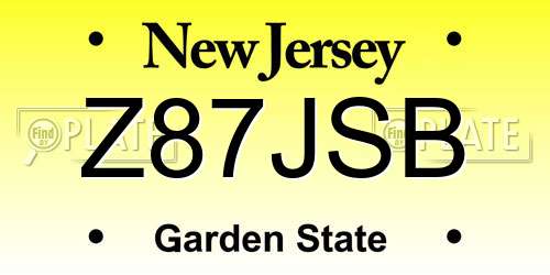 Z87JSB New Jersey License Plate